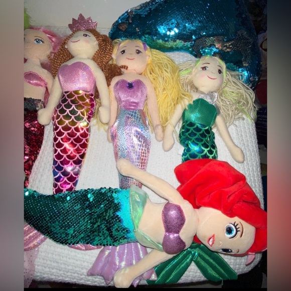 Mermaid Plush Doll Set BUNDLE - 7 large plush mermaids including Ariel - Picture 2 of 4